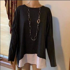 Button back shirt tail blouse